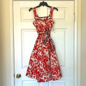 Classic A-line Eliza J dress size 6(fits 2-4) floral red and white NWT